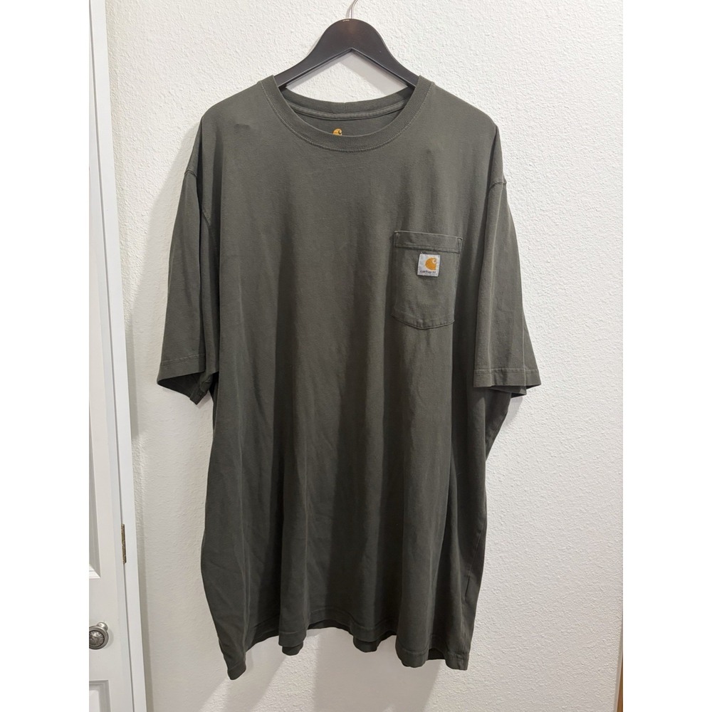 Carhartt T-Shirt Men's 3XL Tall Short Sleeve Olive  Green Pocketed Original Fit